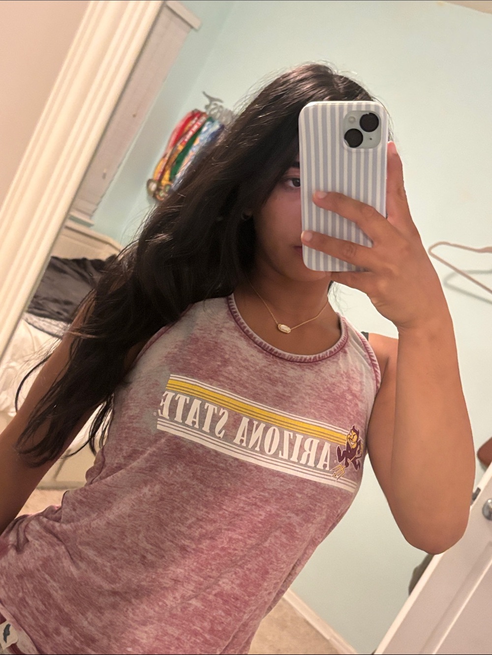 Arizona State Womens Maroon Graphic Tank Top - Collegiate Stripe